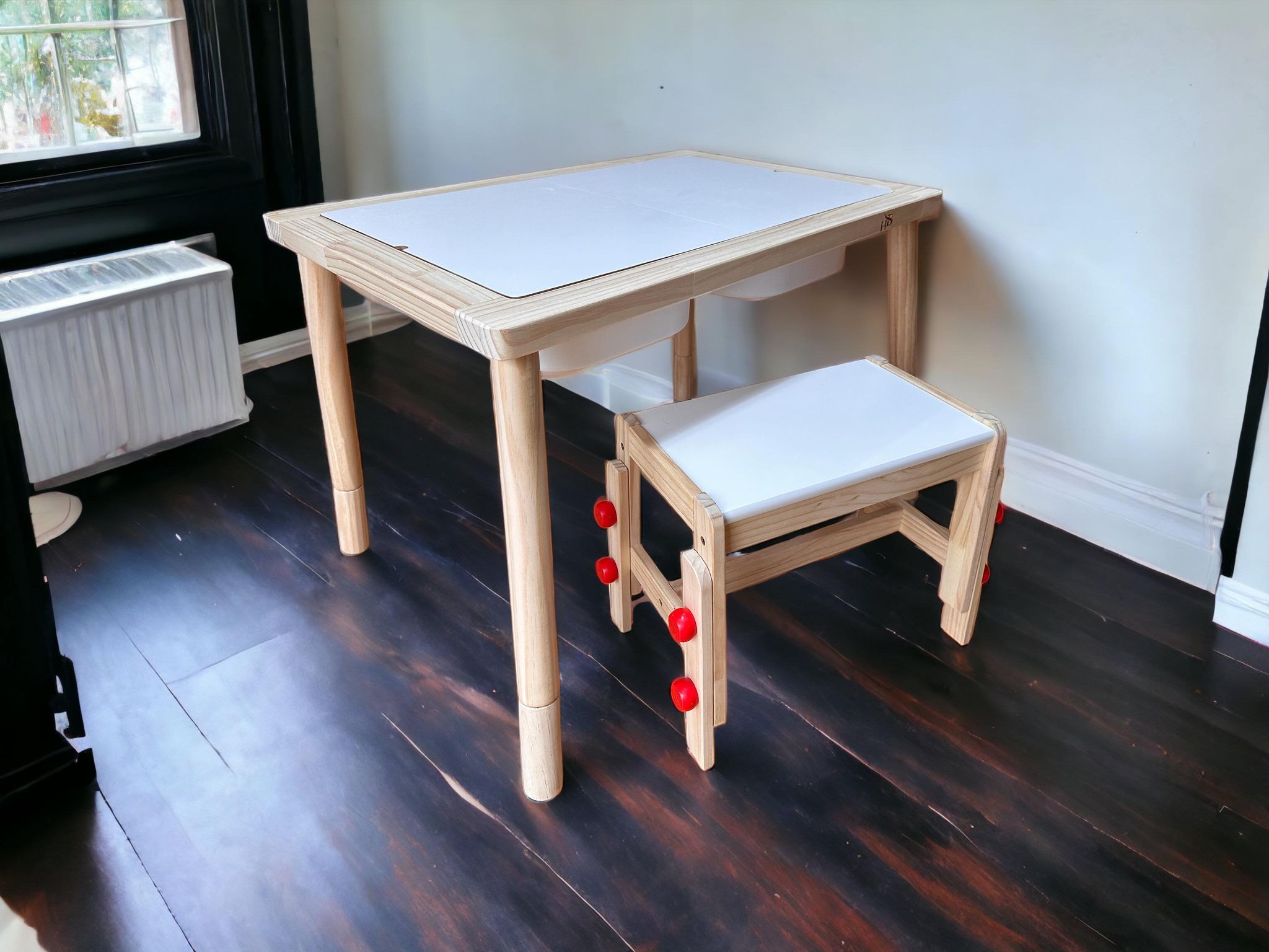 Table sensorielle avec 2 bacs , Table Montessori, Table d'activités, Table  de jeu en bois, Table pour enfants