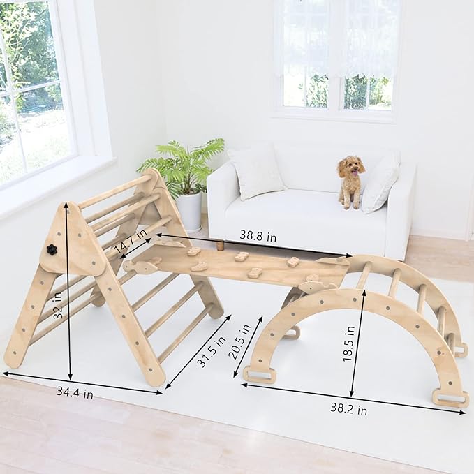 Ensemble de 3 structures Montessori,  escalade pour enfant, triangle, bascule, arche