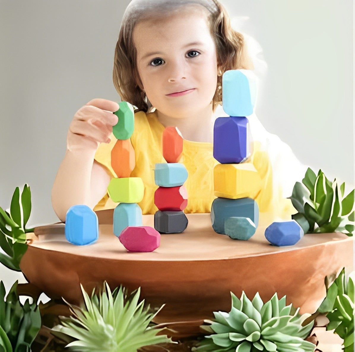 Lot de pierres d'équilibrage en bois - Jeux Montessori, jeux enfant